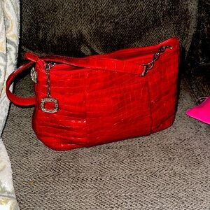Patent Lipstick Red Patent Croc Leather Brighton Shoulder bag